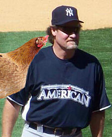 Superstitious Wade Boggs with a chicken