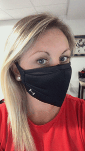 Woman wearing UA Sportsmask